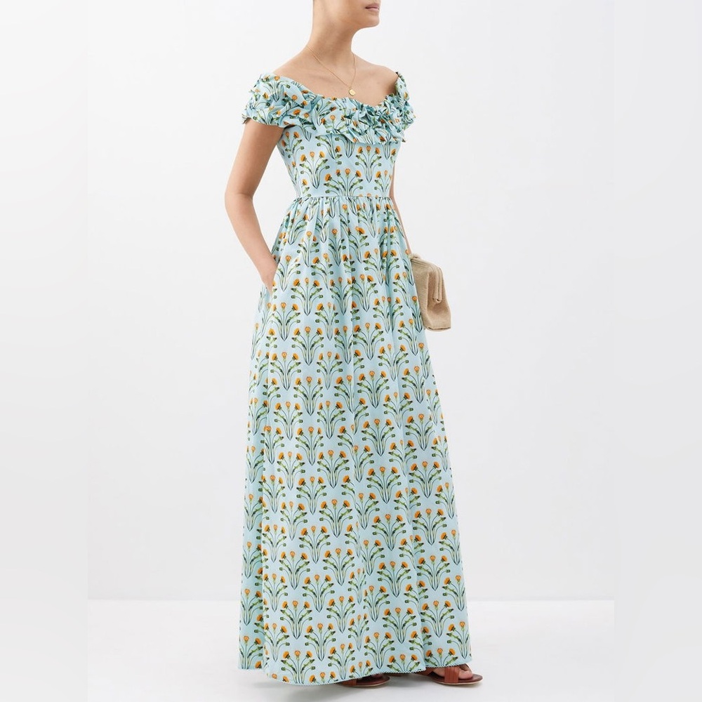 Agua Bendita Floral Off-Shoulder Maxi Dress